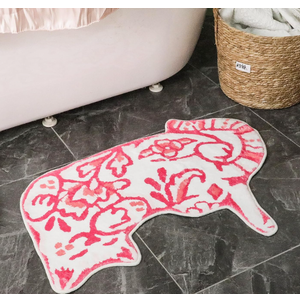 Tinideya Delft Cat Shape Bath Rug Cat Shaped Bathroom Mat 23" x 32" Rugs for Home Decor Cute Soft Tufted Mats Non Slip Absorbent Floor Carpet for Bedroom Porch Kitchen (Pink)