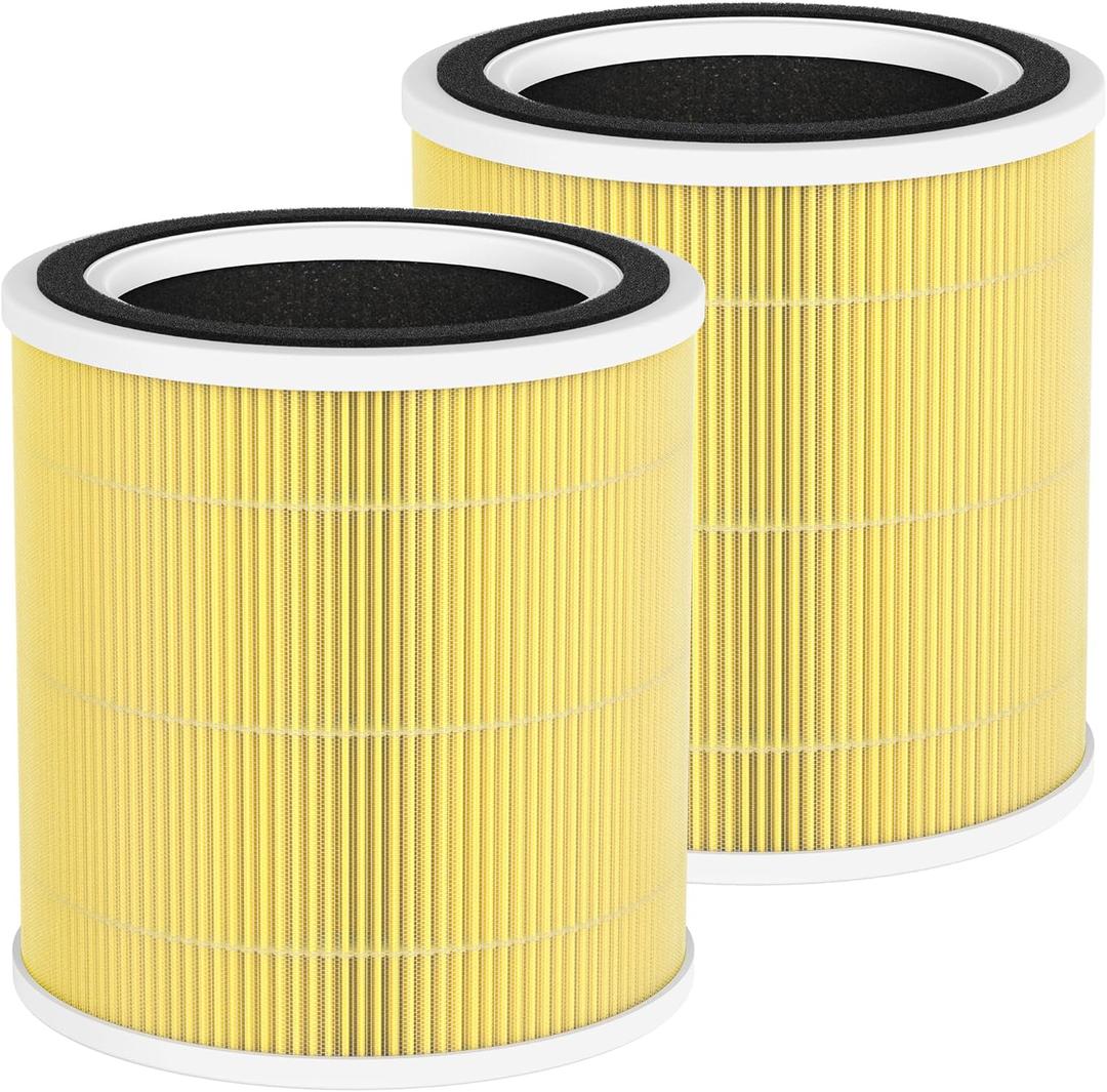 2-Pack AC400 Replacement Filter Compatible with Purivortex AC400 Air Purifiers, 3-in-1 Filter, Yellow