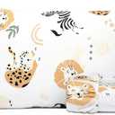Salt Earth 100% Cotton 210TC Kids Bedsheet, Twin Fitted Sheet, Toddler Bed, 2 Piece Bedding Set- 1 Fitted Sheet and 1 Pillowcase, Themed Toddler Bed Sheets, Cute Sheets for Kids Bed (Jungle)