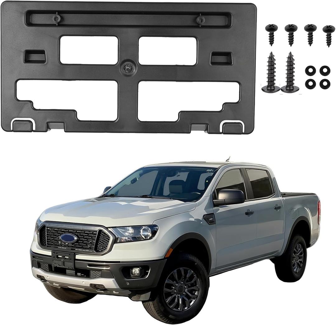 Front License Plate Bracket Frame Holder with Bolts Compatible with Ford Ranger 2019 2020 2021 2022 2023 KB3Z-17A385-A FO1068176