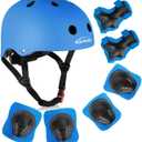 KAMUGO Kids Bike Helmet, Toddler Helmet for Ages 2-8 Boys Girls with Sports Protective Gear Set Knee Elbow Wrist Pads for Skateboard Cycling Scooter Rollerblading (Blue)