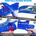 LJZJ 3 Pack Airplane Launcher Toys, 2 Flight Modes LED Foam Glider Catapult Plane, Outdoor Flying Toy for Kids, Birthday Gifts for Boy Girl 3+ Year Old, B-Day Party Supplies