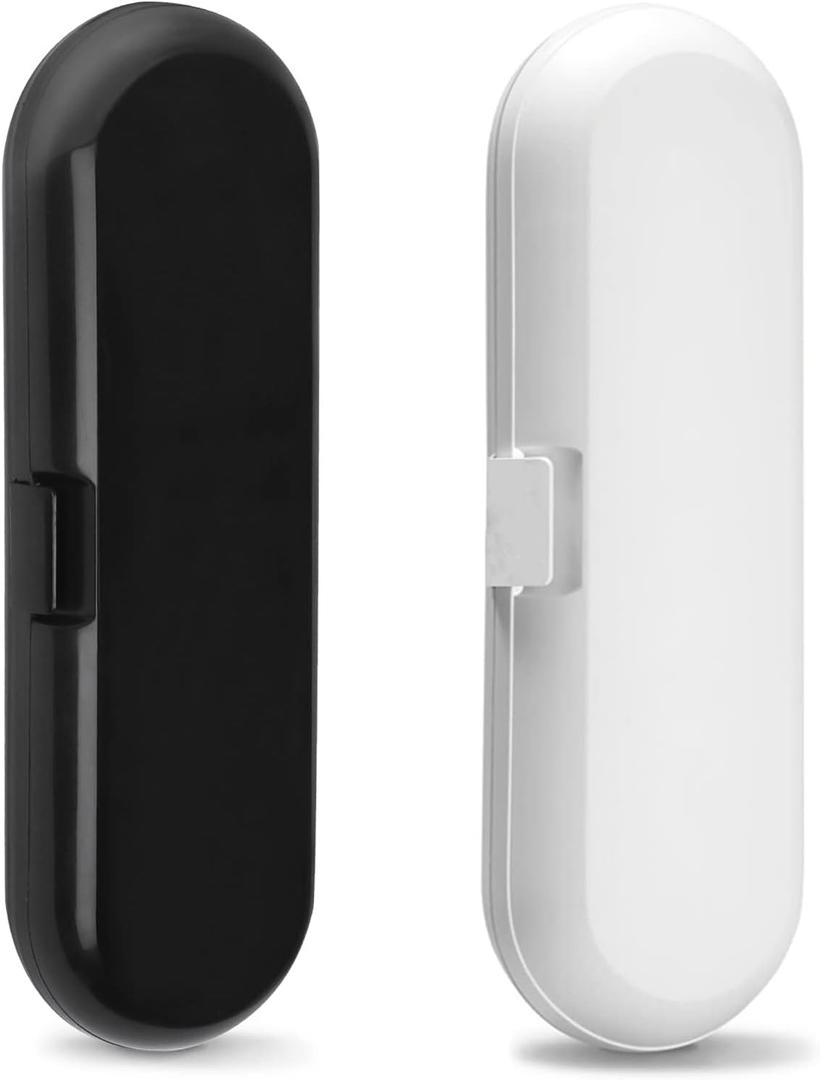 Fowecelt 2 Pack Electric Toothbrush Travel Case for Oral-B Pro and Other Electric Toothbrush, Portable Travel Toothbrush Holder (Black & White)