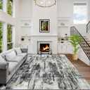 6x9 Area Rugs Washable Rug: Large Modern Abstract Living Room Rug Soft Anti-Skid Thin Carpet Indoor Floor Non-Shedding Carpets for Bedroom Dining Room Farmhouse Nursery Home Office Black Grey Gold