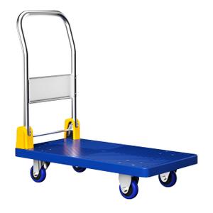SunHalo Gear Flat Push Cart Dolly, Foldable Flat Bed Cart,Platform Cart Truck with 4 Wheels,880lbs Weight Capacity Folding Platform Truck with Handle for Moving and Loading,360 Degree Swivel,(Blue)
