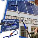 30Ft Reach Solar Panel Cleaning Brush Kit with 5-24ft Telescoping Pole, Water Fed Window Cleaner Tool with 20" Brush, Soap Dispenser, Cobweb Duster, Squeegee for Roof, RV, Gutter, Boat, Deck