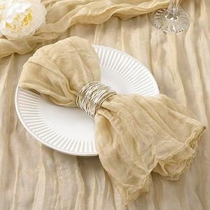 DeZerlor 50 Pack Champagne Cheesecloth Napkins Washable Summer Champagne Cloth Napkins Set of 50 Cotton Gauze Dinner Table Napkins Bulk 21x21 Inches for Wedding Bridal Shower Baby Shower Parties