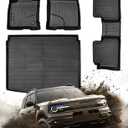 DiffCar® Floor Mats for Ford Bronco Sport: 2021 2022 2023 2024 2025 (only for Sport), All Weather TPE Car Accessories for Bronco Sport 2021-2025 Black Floor Mats & Trunk Liner (w/Full Size Spare Tire)