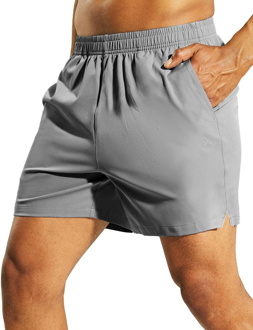 Haimont Men's 5 Inches Quick Dry Workout Running Shorts Active Shorts with Pockets Lightweight Breathable Light Grey, S (Gray, S)