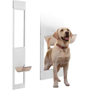 VEVOR Dog Door for Sliding Glass Door, 75 7/8"-80 11/16" Adjustable Height Doggy Door for Sliding Doors, Aluminum Frame Tempered Glass Pet Door with Hinge Structure Flap and Lock for Large-Sized Dogs