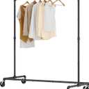Tajsoon Rolling Clothing Racks For Hanging Clothes Z Rack Hold 230LBS Industrial Clothing Rack with Wheels Lockable, Heavy Duty Garment Rack Clothes Hanging for Storage and Organization, Black (1 Pack)