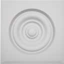 4 1/2"W x 4 1/2"H x 1 1/8"P Americraft Solid Paint Grade Wood Square Rosette with Center Bullseye with Decorative Edge, Primed Pine