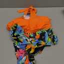 Two Piece High Waisted Swimsuits - Women Tummy Control Bikini Modest Bathing Suit 2PC 2025 (Medium, Orange and Leaves)