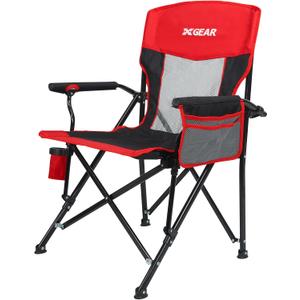 Camping Chair for Adults 350 LBS Support Camp Chair with Breathable Mesh Back Fabric with Arm Rest Cup Holder and Portable Carrying Bag, 23.62 inches x 19.7 inches x 35 inches