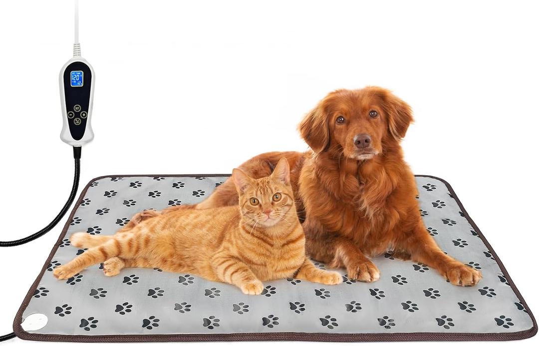 Bestio Extra-Large Dog Heating Pad,4730 in Heated Dog Bed with Intelligent Constant Temperature Switch and On Normally Open Function+Metal Protective Tube-Paw