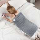 Heating Pad for Back, Abdomen, Legs and Shoulders, 33"x17" Extra Long Electric Heat Pad with 6 Temps & Auto Shut-Off, Moist/Dry Heat, Soft Flannel, Gift for Women & Men (Gray)