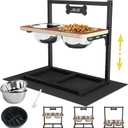 Elevated Dog Bowls with Slow Feeder - 9 Heights Adjustable Raised Dog Bowl Stand with Two 1.7L Stainless Steel Dog Food Bowls & Slow Feeder and a Nonslip Pad, Perfect for Medium Large Breed