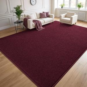 DweIke 7x10 Burgundy Red Rugs for Bedroom Living Room, Soft Fluffy Washable Low Pile Solid Color Rug, Non-Slip Throw Carpets for Kids Boys Girls Dorms Nursery Classroom Home Decor