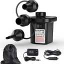 Electric Air Pump for Inflatables,Portable Quick-Fill Air Pump with 3 Nozzles,110V AC/12V DC,Inflator & Deflator Pumps for Outdoor Camping,Air Mattress Beds,Boats,Inflatable Cushion,Couch,Pool Floats