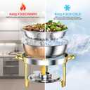 Chafing Dishes for Buffet Set: 100% Pre-Installed Chafers for Catering - Round Chafing Dish Buffet Set with Lids | Chafers and Buffet Warmers Sets | Serving Food Warmer | Chafers Servers Sets
