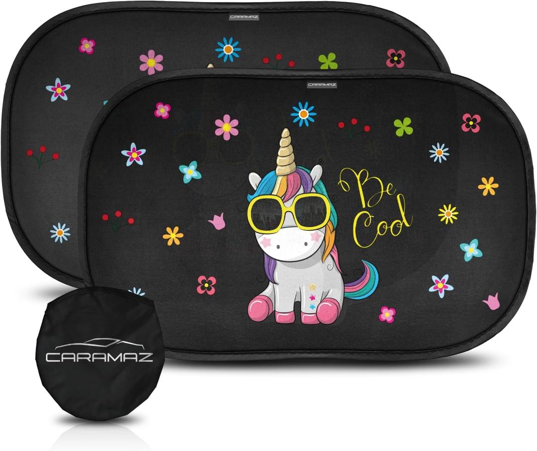 CARAMAZ Car Window Shade for Baby with Certified UV-Protection 2 Pack - 20"x12" (Unicorn)