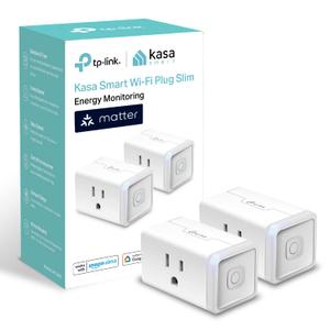 Kasa Smart Plug, Matter Compatible, Energy Monitoring, Compact Design, 15A/1800W Max, Super Easy Setup, Works with Apple Home, Alexa & Google Home, UL Certified, 2.4G Wi-Fi Only, White, KP125M (2-Pack)