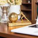 Man with Sphere Iron Statue Metal Sculpture Sportsman Art Metal Ornament Figurine Home and Office Decor Golden
