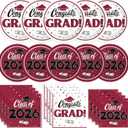 Graduation Decorations 2026, 200 Pcs Class of 2026 Graduation Party Supplies Kit with Paper Plates, Luncheon and Cocktail Napkins, Congrats Grad Decorations for 50 Guests (Maroon)