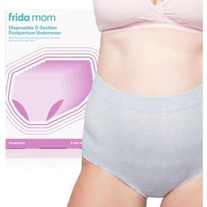 Frida Mom Women's Postpartum Underwear for C-Section Recovery, Disposable High Waist, Seamless with Stretchy Support, Postpartum Essentials, Size Petite (Waist 23"-34" Stretched), 8 Count, Gray