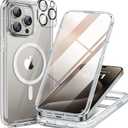 Miracase Magnetic for iPhone 15 Pro Case Full-Body Bumper Phone case with Built-in Glass Screen Protector& Camera Protector, [Compatible with MagSafe] Military Drop Proof 15 Pro Cover 6.1 inch,Clear