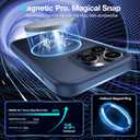 FNDMIL 360Rotatable Magnetic Ring for iPhone 16 Pro Case Compatible with MagSafe [Military Shockproof][Non-Slip Texture Edge][Built-in Kickstand] Slim Translucent Matte Soft Silicone Bumper,Blue