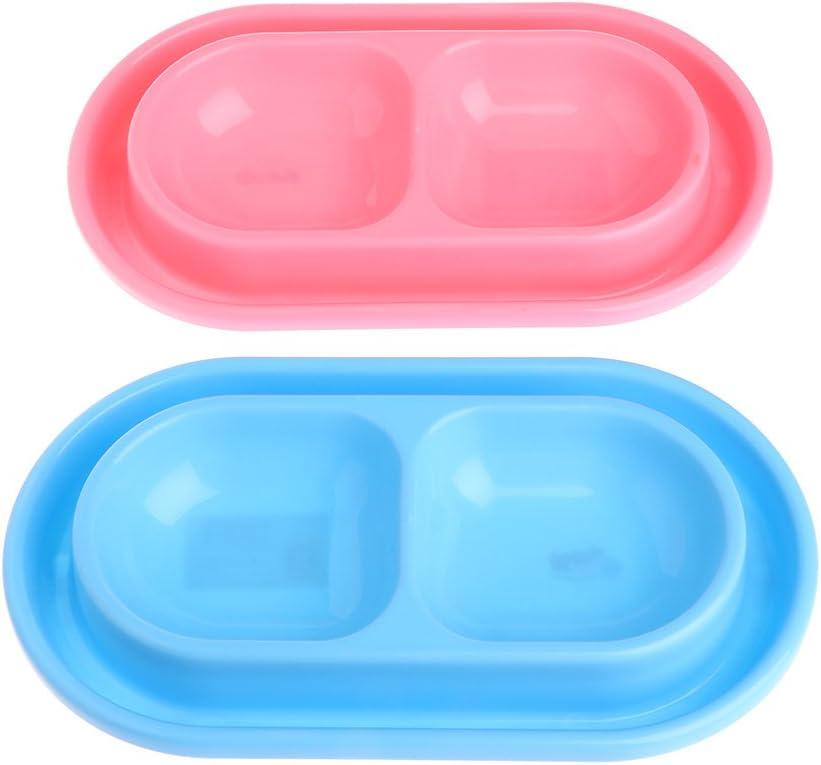 Pet Bowl, Pet Feeding Double Bowls Plastic Anti Ants Food Water Feeder for Dogs Cats Puppy