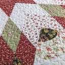 YAYIDAY Quilts Queen Size Patchwork Bedspread Set - 100% Cotton Reversible Breathable Red Star Geometric Quilted Quilt with Pillow Shams Fit All Seasons