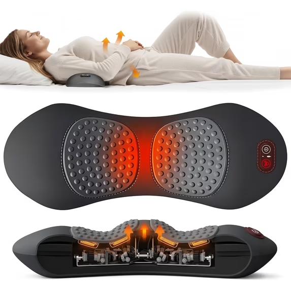 GDHMN 3-in-1 Lumbar Support Pillow with Heat & Vibration – Adjustable Air Cushion Back Support for Office Chair, Bed & Home, Ergonomic Design for Everyday Comfort
