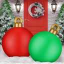2 Pieces 32 Inch Giant PVC Inflatable Christmas Decorated Ball Ornaments Outdoor Large Xmas Blow Ball Decorations for Christmas Themed Party Ornaments(Solid,Red Green)