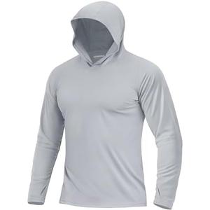 Boladeci Men's UPF 50+ Sun Protection Lightweight Hoodie Shirts Long Sleeve Fishing Shirts SPF UV Hiking Swim Size XL
