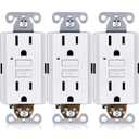 15A GFCI Outlets [3-Pack], ETL Listed, Non-Tamper-Resistant GFI Duplex Receptacles with LED Indicator, Self-Test Ground Fault Circuit Interrupter, White, 3 Piece