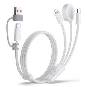 Travel Essentials for Apple Watch Charger,100W 3 in 1 Charger Cable with USB C, Lightning, iWatch Charger for iPhone, MacBook, iPad, Samsung, Google Pixel, iWatch Ultra 1-10 [Apple MFI Certified]