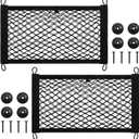 Frienda 2 Pieces Stretchable Small Cargo Net Pocket Storage Mesh Net Elastic Automotive Storage Pouch with 8 Pieces Mounting Screws and Hooks for Truck Car SUV Boats(17.7 x 9.8 Inches)