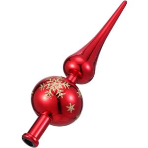 Cabilock Spherical Christmas Tree Topper Ornament Vintage 2 Tier Xmas Toppers Finals Shiny Metallic Christmas Tree Tops Ornaments for Xmas Holiday Decoration Red