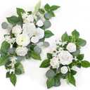 WEIERYUE(Pack of 2 Artificial Flowers Decorations, Wedding Flowers, Wedding, Banquet, Party, Reception Entrance Welcome Sign and Background Decoration(White)