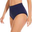 OVRUNS Period Swimwear Leakproof Bikini Brief Bottoms Waterproof Menstrual Swim Bottoms for Teens, Girls, Women (Blue), L