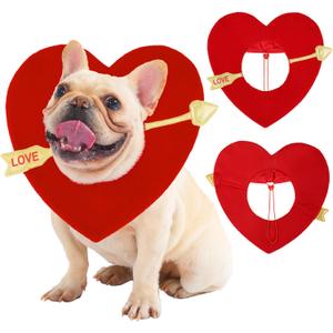 Valentines Dog Costume Red Love Heart Headwear Adjustable Pet Hat Clothes for Cat Dog Outfit Holiday Party Large