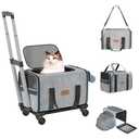 WESTERN HOME WH Expandable Cat Carrier with Wheels Airline Approved, Removable Soft Carrier, Rolling Cat Carrier for Puppy and Kitten with Telescopic Handle Suitable for Traveling/Hiking/Camping