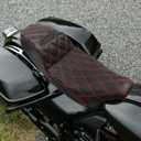 Motorcycle Seat Upgraded One-Piece Driver and Passenger Seat with Diamond Pattern Stitching Fit for Harley Touring Electra Glide 1997-2007 Road Glide 1998-2007 (Red Diamond Stitching)