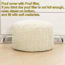 Round Pouf Ottoman Stuffed Velvet Floor Pouf Footrest,Foot Stool, Bean Bag Floor Chair for Bed Room Living Room Accent Seat 20x12inches with Filler Ivory