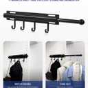 BaiNong 12 inch Valet Rod for Closets Pull Out Closet Valet Rod Slide Out Black Pull Out Clothes Hanger With 4 Hooks