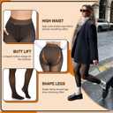 FULLSOFT 2 Pack Fleece Lined Tights Sheer Women - Fake Translucent Warm Pantyhose Leggings Sheer Thick Tights for Winter (Black, L)