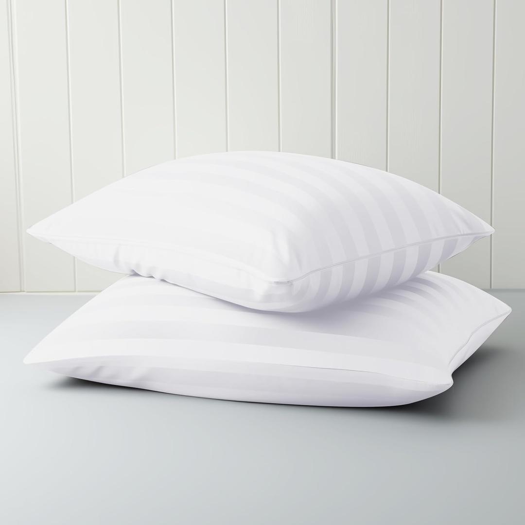 Pillow Cases Queen Size, 100% Egyptian Cotton Pillow Protectors with Zipper, 400 Thread Count Sateen Weave White Pillowcases Queen Size Set of 2, Premium Quality Pillow Covers for Home/Hotel