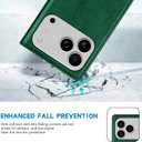 ZZXX for iPhone 17 Pro Wallet Case with [RFID Blocking] Card Slot Stand Strong Magnetic Leather Flip Fold Protective Phone Case for iPhone 17 Pro Case Wallet(Green-6.3 inch)